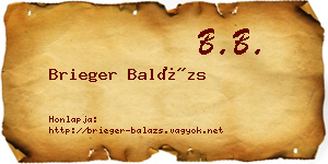 Brieger Balázs névjegykártya